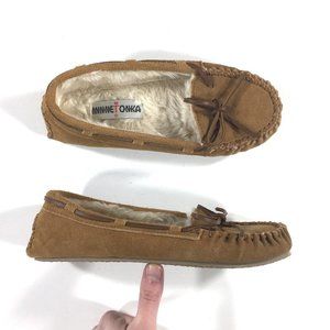 Minnetonka Cally Slipper Pile Lined Womens Size 7 Cinnamon Brown Suede 4011